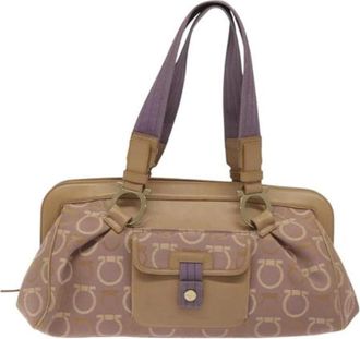 Ferragamo Tweedehands Canvas handtassen - Dames - Vintage Handtas - Bruin - ONE Size - Leer - Vintage