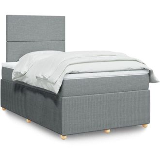 vidaXL Vidaxl - Cama Box Spring Con Colch&oacute;n Tela Gris Claro 120x200 Cm