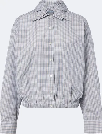 Prada Bow-detail checked cotton blouse