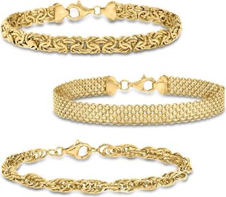 Ross-Simons 18kt Gold Over Sterling Jewelry Set: 3 Link Bracelets