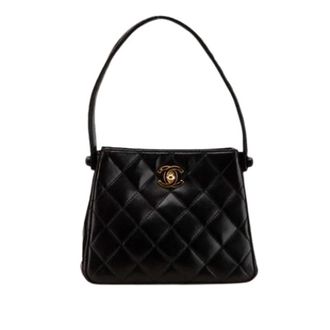 Chanel Pre-owned Vintage Leren Handtas van Lamsvel - Dames - Pre-owned - Zwart - Maat: ONE Size Leer