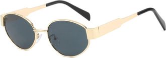 Generic Metal Men Driving Sunglasses Vacation Sports Women Commuter Sun Glasses(Gold)