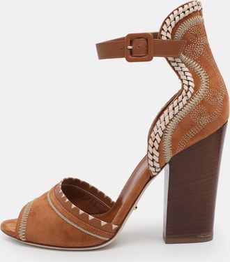 Sergio Rossi Brown Suede Ankle Strap Sandals