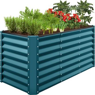 Best Choice Products 4x2x2ft Outdoor Metal Raised Garden Bed, Planter Box for Vegetables, Flowers, Herbs