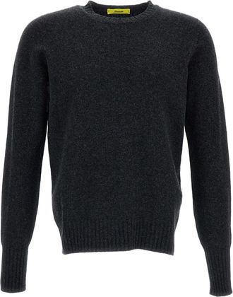 Drumohr Grey Raglan Sleeve Fine-Knit Wool Sweater