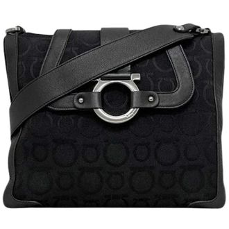 Ferragamo Pre-owned Gancini Shoulder bag - Dames - Pre-owned - Zwart - Maat: ONE Size Leer