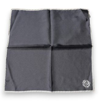 Dolce & Gabbana Mens Gray Crown Logo Square Handkerchief Scarf Silk