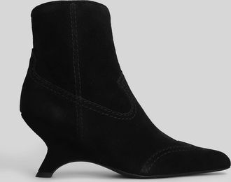 SIMKHAI Shadow High Heels Ankle Boots In Black Suede
