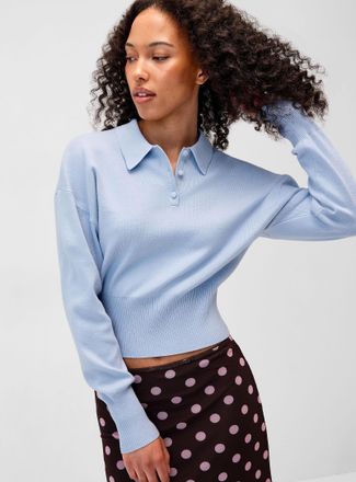 Twik Womens Fitted-waist polo collar sweater