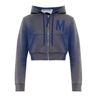 Moschino Zip-throughs, female, Blue, Size: M Insulated Hoodie
