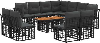 vidaXL Conjunto De Sof&aacute;s De Jard&iacute;n 12 Uds. Negro Y Gris Oscuro Vidaxl