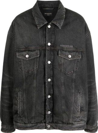 Balenciaga Mirror Padded Denim Jacket Dark Grey 735744TBP471270