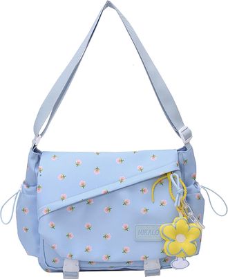 Generic Kexpery Nylon Floral Womens Shoulder Handbag Versatile Messenger Bag for Work Shopping Travel with Adjustable Shoulder Strap