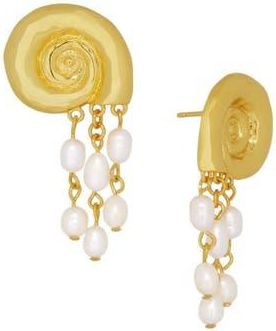 Ottoman Hands Waterproof Shell Pearl Beaded Stud Earrings in Gold at Nordstrom