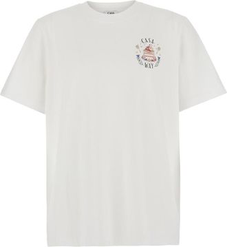 Casablanca White Logo Print T-Shirt