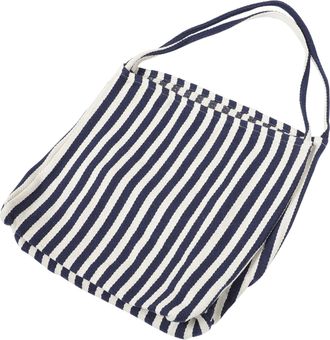 Yarnow Canvas Shoulder Bag Large Capacity Tote for Women Stripes Pattern Messenger Bag Lightweight One-shoulder Navy Canvas Tote for Work Travel School Every