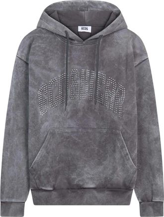 GCDS Studded Hoodie - Heren - Hoodies - Grijs - L - Katoen - Hoodies & sweatvesten