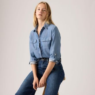 Levi's Elaine Utility Shirt - Womens - XS - Blue