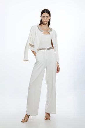Karen Millen Embellished Waistband Straight Leg Tailored Trousers