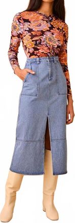 Hunter Bell Parke Skirt In Blockerly Denim