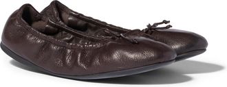 Miu Miu Foldable Leather Ballerinas, Woman, Dark Brown, Size 37,5