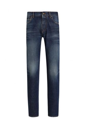 Dolce & Gabbana SLIM PLAQUE DENIM JEANS Size: 52, colour: BLUE