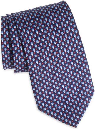 Ferragamo Zac Table Tennis Print Silk Tie in Navy/Rosso at Nordstrom