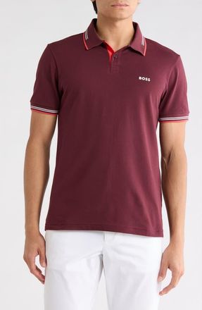 BOSS Paul Stretch Cotton Polo in Medium Red at Nordstrom Rack, Size X-Large