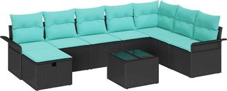 vidaXL Vidaxl Conjunto De Sof&aacute; De Jard&iacute;n 9 Uds. Polirat&aacute;n