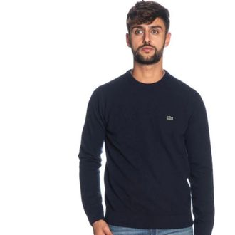Lacoste Round-neck Knitwear, male, Blue, Size: S Crew Neck Wool Pullover