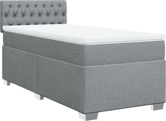 vidaXL Vidaxl - Cama Box Spring Con Colch&oacute;n Tela Gris Claro 90x200 Cm