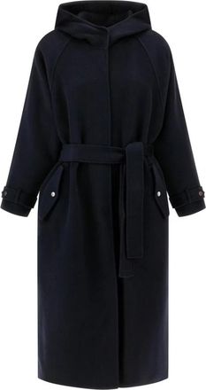 Pinko Cartoccio Coat - Dames - Jas met riem - Blauw - S - Wol - Jassen