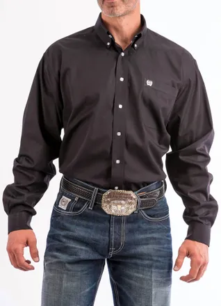 Cinch Long Sleeve Button Up Shirt Top In Black