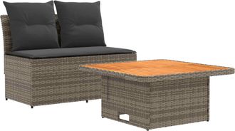 vidaXL 2 Pieza Sof&aacute; Central De Jard&iacute;n Con Mesa Elevable Vidaxl