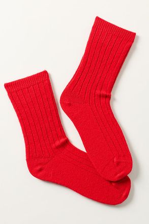 Hansel From Basel Ribbed Cashmere Blend Crew Socks
