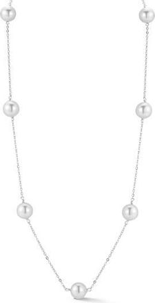 Glaze Jewelry 8mm Freshwater Pearl Station Necklace in Silver at Nordstrom Rack