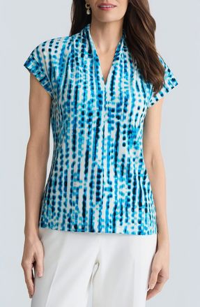 Kasper Blurred Line Top in Bright Azul Mlt at Nordstrom, Size X-Small
