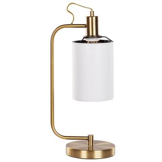 Beliani Beliani - L&aacute;mpara De Mesita De Noche Color Blanco Con Base De Metal Y Cobre Dise&ntilde;o Moderno Liberia