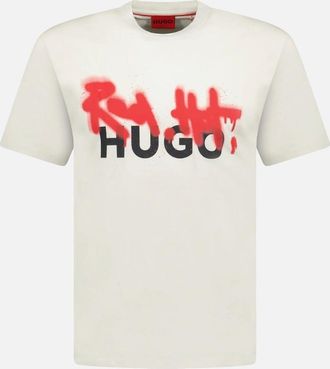 HUGO BOSS Mens Hugo Boss Hugo Spray Print T-Shirt Ivory - White - Size: 36