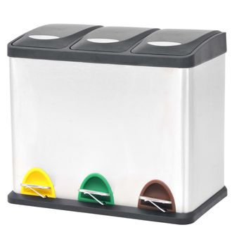 vidaXL Cubo De Reciclaje Y Basura Con Pedal Acero Inoxidable 24 L Vidaxl