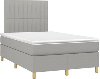 vidaXL Vidaxl - Cama Box Spring Con Colch&oacute;n Y Led Tela Gris Claro 120x190 Cm