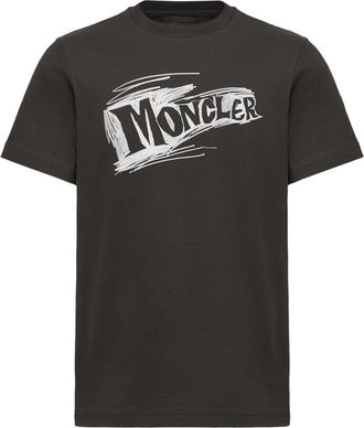 Moncler Moncler Sketch Logo Cotton T-shirt, Men, Black, Size: 3xl