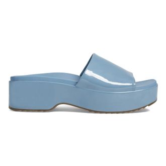 Vionic Trista Patent Synthetic Womens Slides Sandals - Blue Shadow - Size:UK 6.5