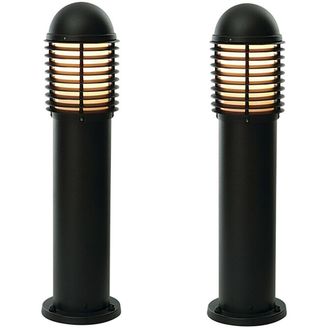 Loops 2 PACK Outdoor IP44 Bollard Light Matt Black 650mm LED Lamp Post Garden Driveway