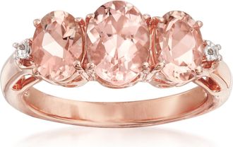 Ross-Simons Morganite Ring With White Topaz in 18kt Rose Gold Over Sterling