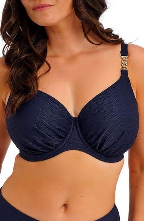 Fantasie Azores Underwire Gathered Full Coverage Swimsuit Top in Midnight at Nordstrom, Size 40