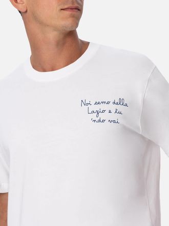 MC2 Saint Barth Man Cotton T-shirt With Lazio Embroidery Ss Lazio Special Edition