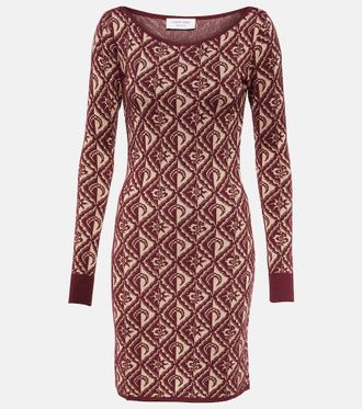 Marine Serre Moon Diamant jacquard wool-blend minidress