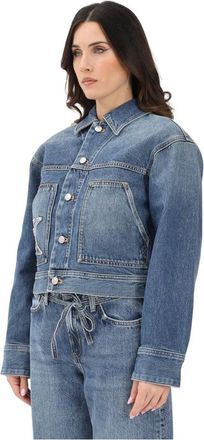 Calvin Klein Jeans Cropped Boxy Denim Jacket - Dames - Spijkerjassen - Blauw - XS - Denim - Jassen
