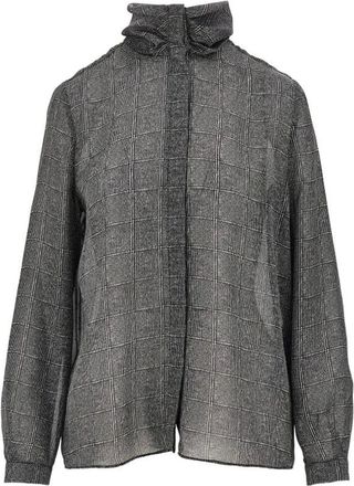 Emporio Armani Camicia in raso con stampa a quadri - - Blouses & Shirts - Donna - Nero - L